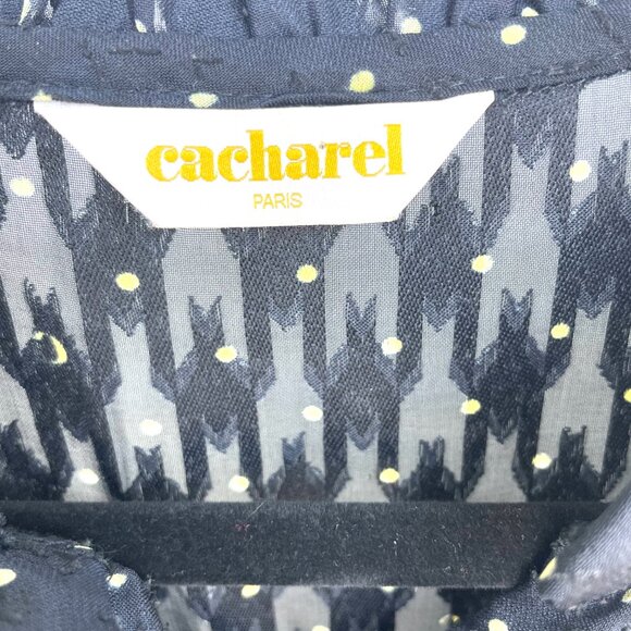 Vintage Cacharel Paris Polka Dot Midi Dress – Size 90 (M), Black with Ivory Dots - Picture 10 of 15